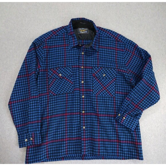 Vintage Backpacker‎ Shirt Mens XL Black Blue Plaid Flannel 90s Grunge Skater - Picture 15 of 15